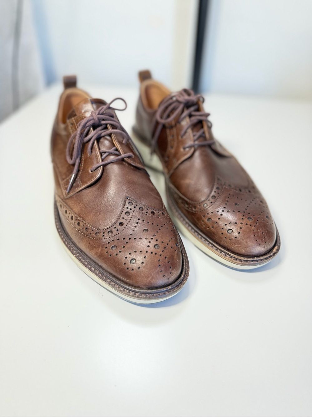 ECCO ST.1 Hybrid Cap-Toe Leather Oxford Derby Shoes Brown - Size 43 (9-9.5)